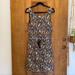 Lucky brand tank dress drawstring geometric